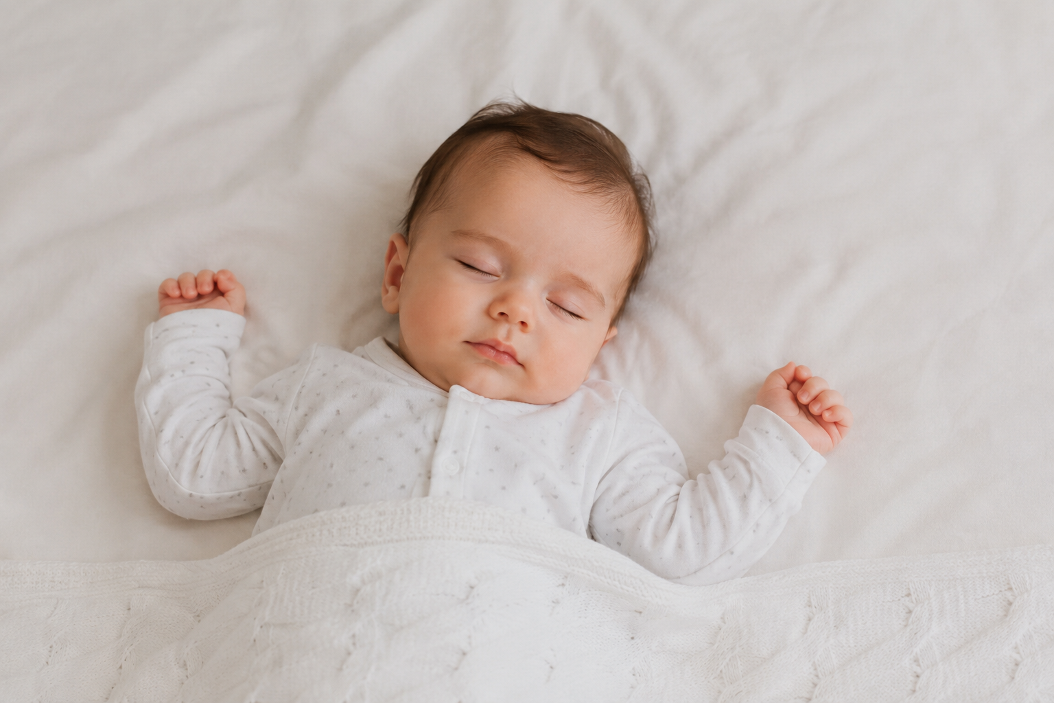 Bebé durmiendo plácidamente bocarriba